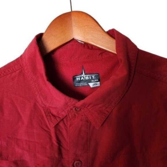 HABIT Men Kestrel Creek Solar Factor UPF 30 Short‎ Sleeve XL Red Hiking - Picture 5 of 8